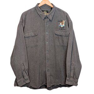 RedHead Mens 3XL Flannel Shirt Gray Long Sleeve Button Front Embroidered
